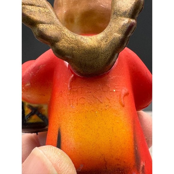 Kurts Adler Inc N Y MCM Orange Angel with Lantern Resin Ornament #3 - Picture 3 of 4